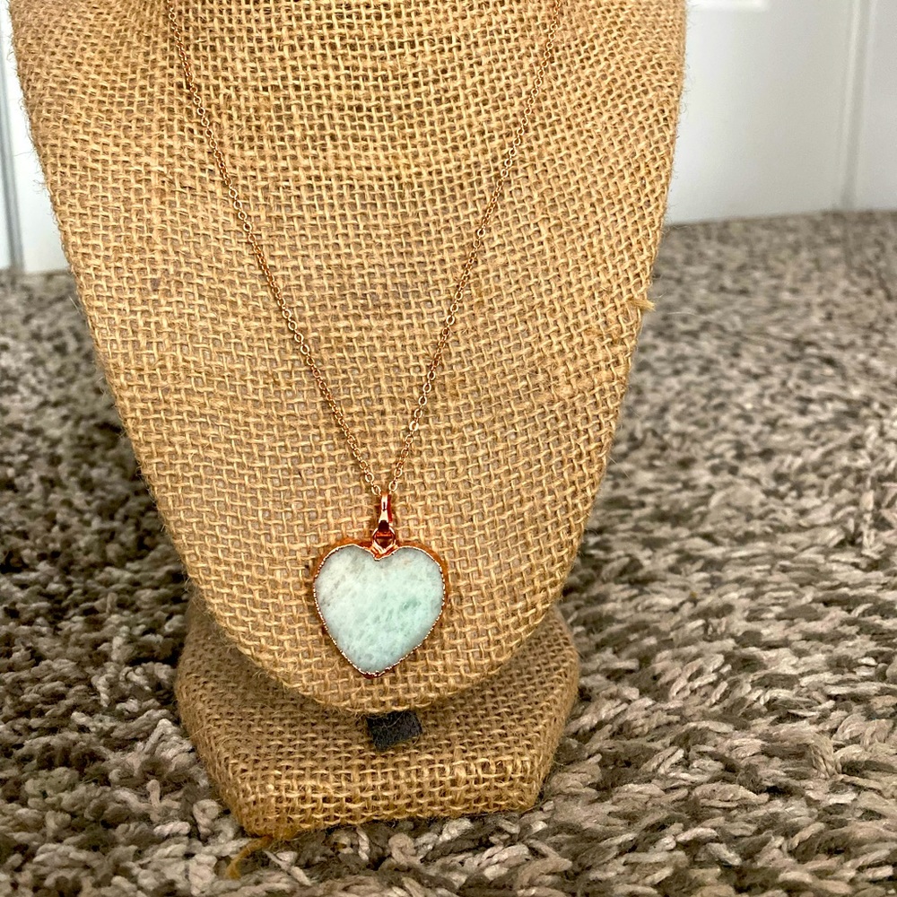 Amazonite Heart Pendant Necklace